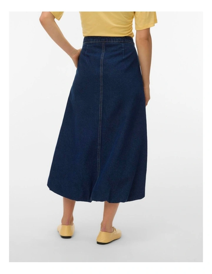 Linda Balloon Midi Skirt in Dark Denim image 3
