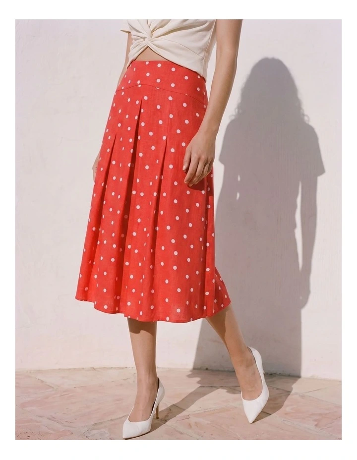 Kora Spotted Midi Skirt in Pink image 1