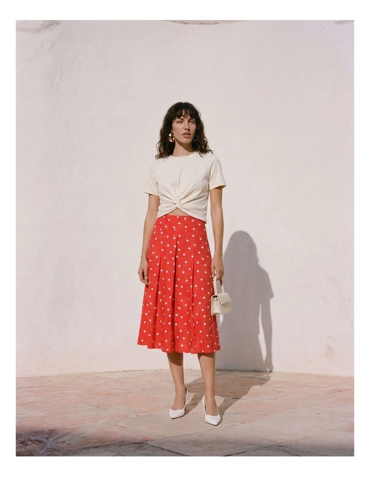 Kora Spotted Midi Skirt in Pink image 2