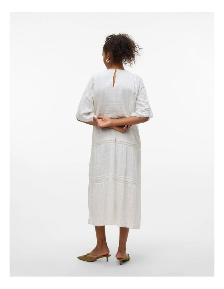 Bertine Cotton Midi Dress in White image 4