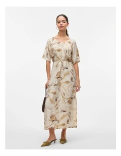 Cille Christa Printed Midi Dress in Cream