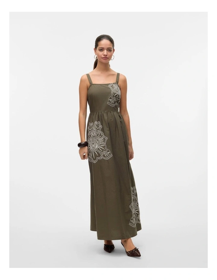 Cindy Embroidered Ankle Dress in Khaki image 1
