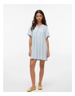 Fleur Mini Printed Dress in Blue