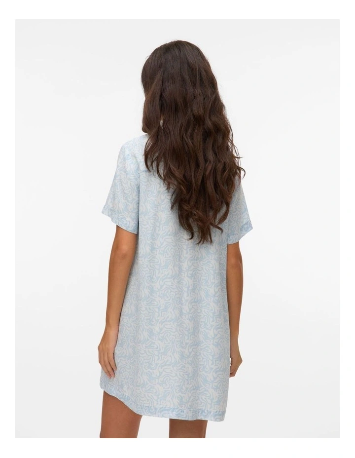 Fleur Mini Printed Dress in Blue image 3