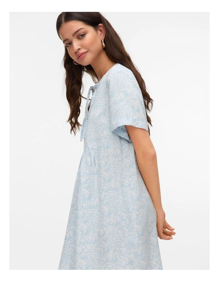 Fleur Mini Printed Dress in Blue image 4
