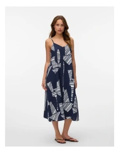 Josie Printed Midi Dress in Navy
