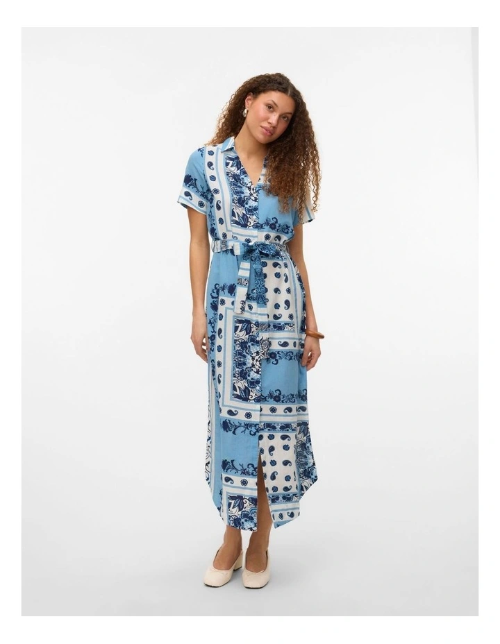 Milan Omia Printed Midi Dress in Blue image 3
