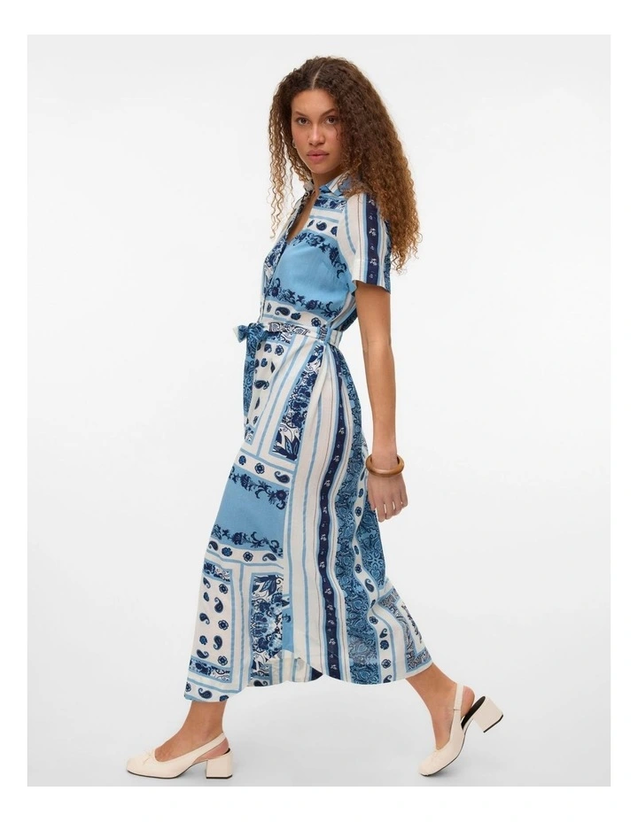 Milan Omia Printed Midi Dress in Blue image 4