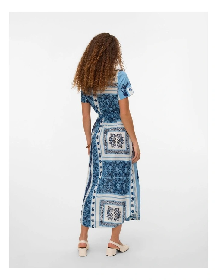 Milan Omia Printed Midi Dress in Blue image 5