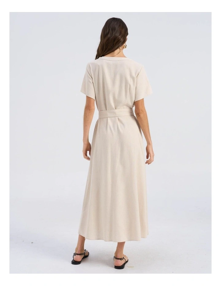 Roseline Tie Waist Midi Dress in Cream image 6