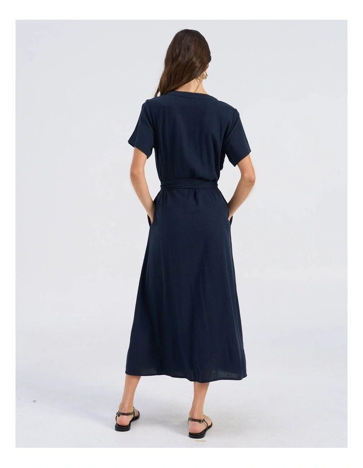 Roseline Tie Waist Midi Dress in Navy image 6