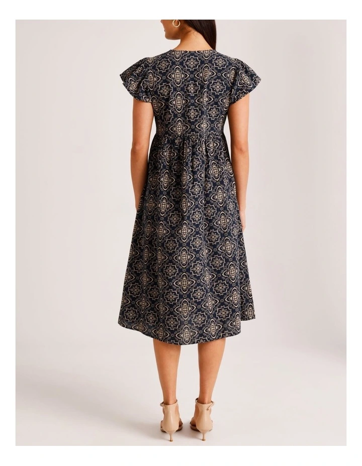Maya Printed Midi Dress in Midnight image 3