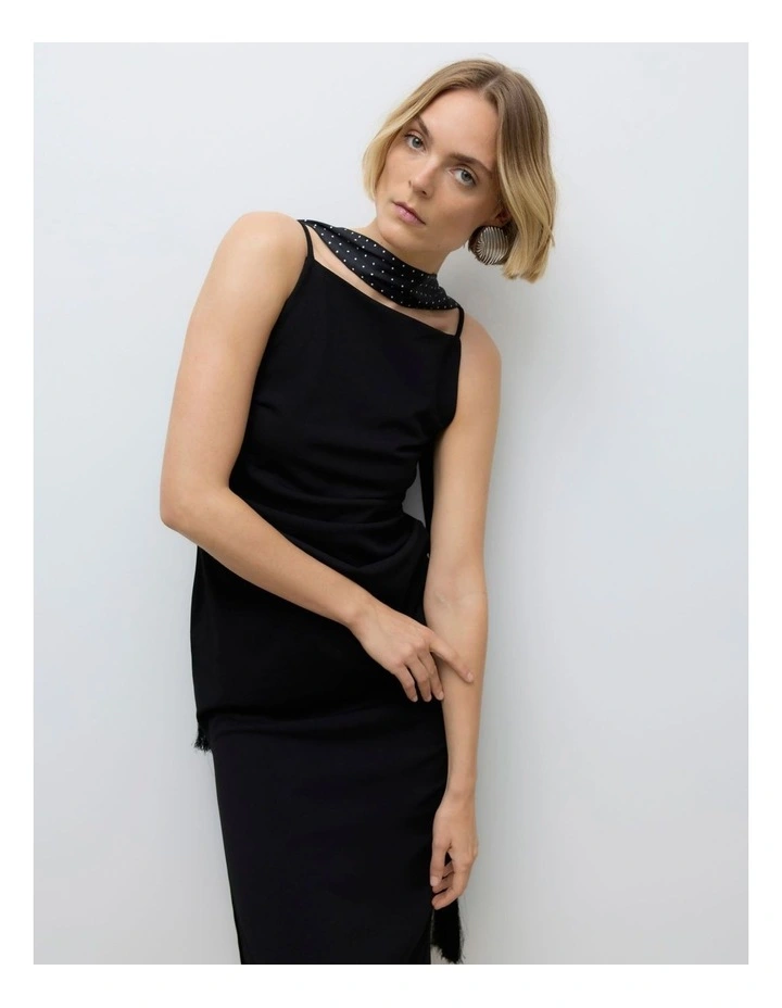 Sage Boatneck Midi Dress in Black image 2