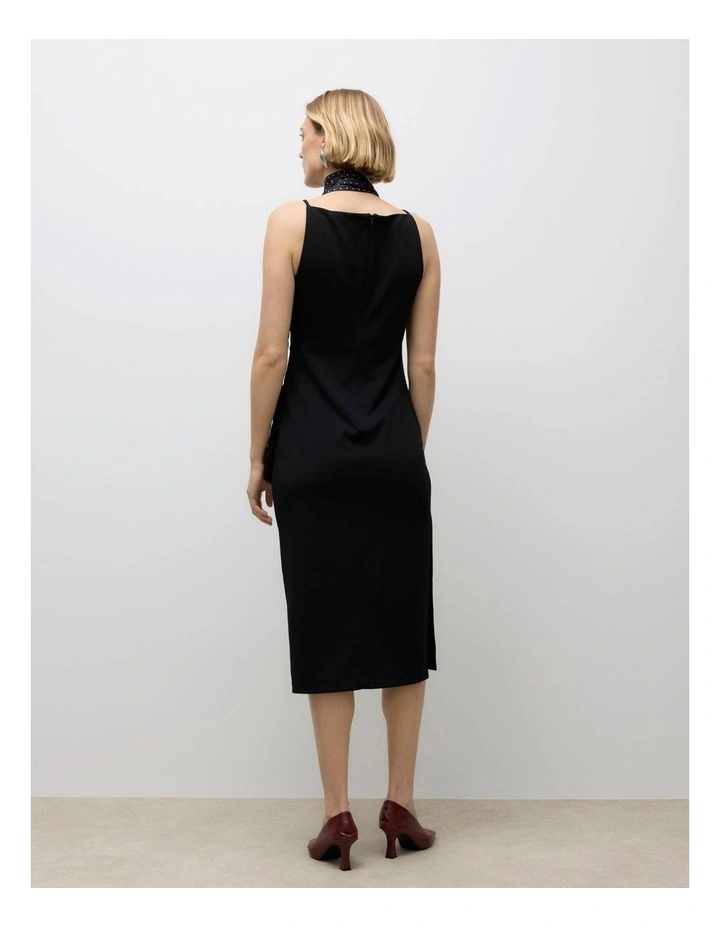 Sage Boatneck Midi Dress in Black image 3