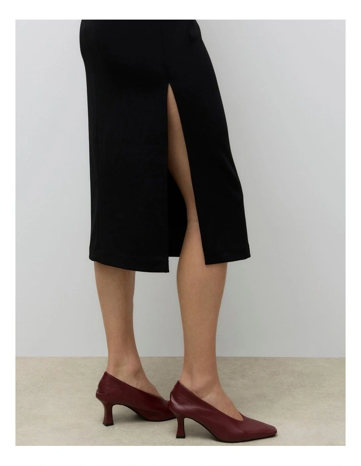 Sage Boatneck Midi Dress in Black image 4
