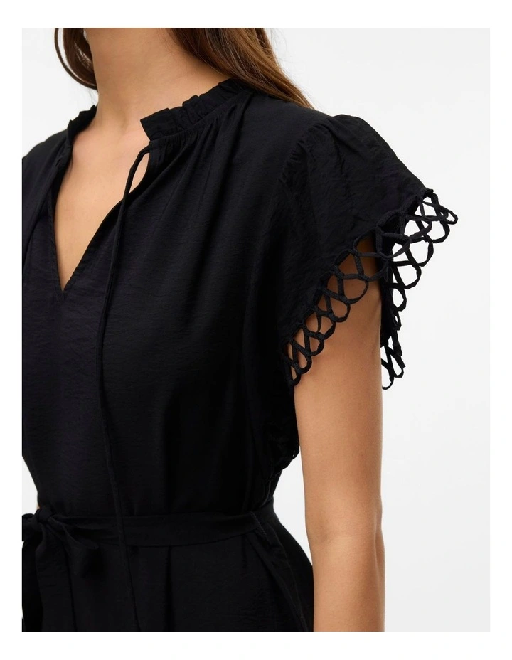Flavia Tie Midi Dress in Black image 3