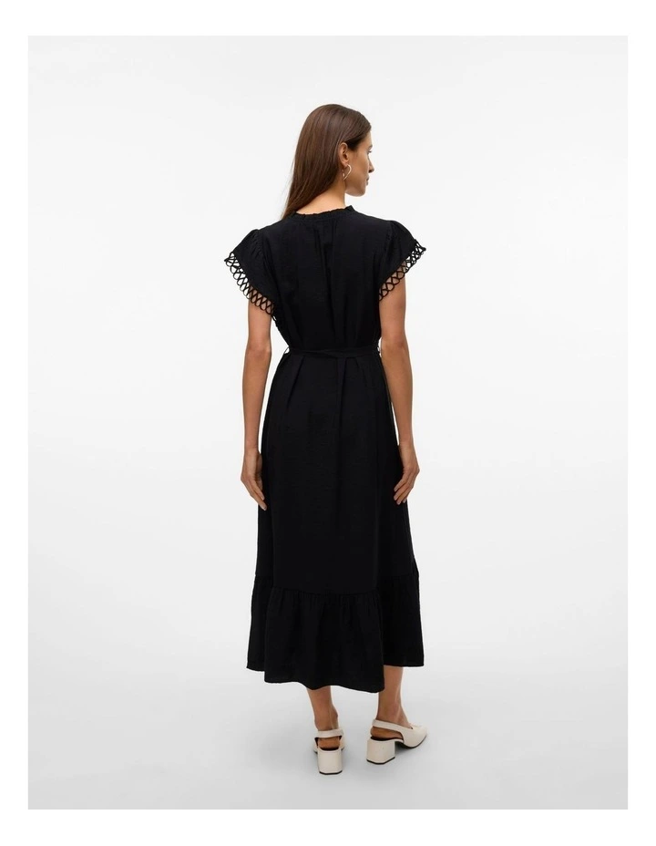 Flavia Tie Midi Dress in Black image 5