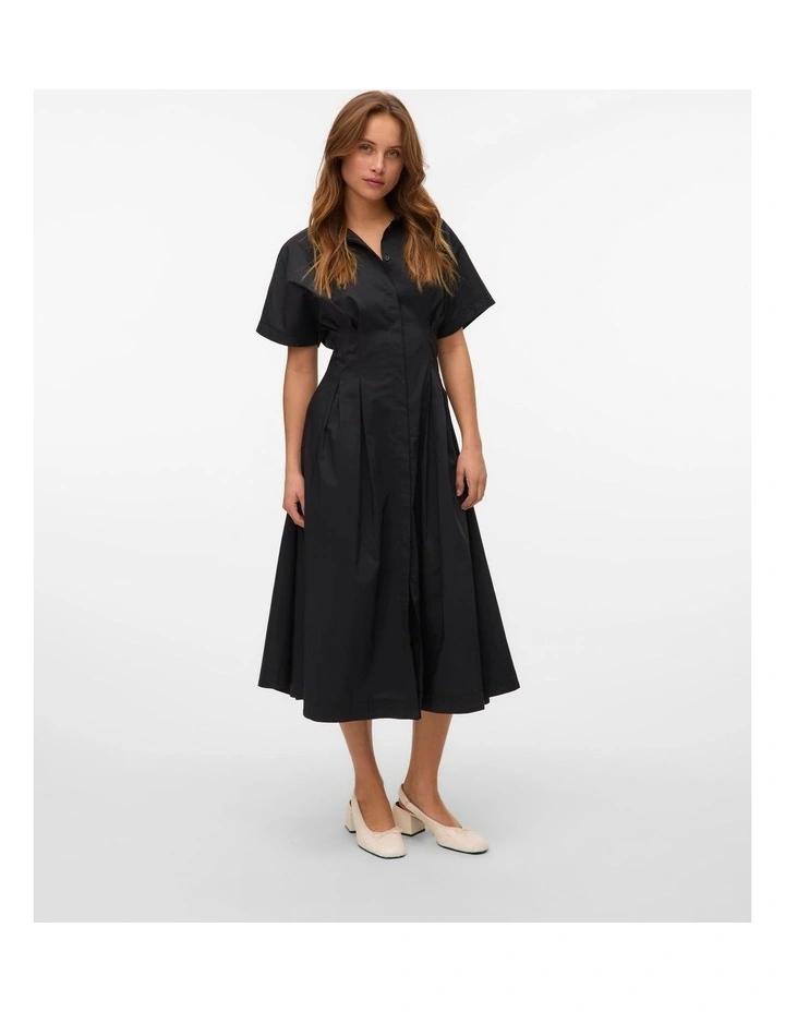 Friba Midi Shirt Dress in Black image 3