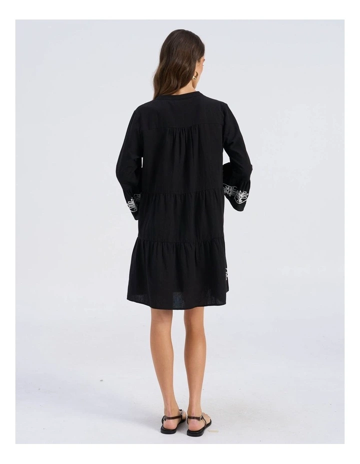 Amelia Embroidered Mini Dress in Black image 5