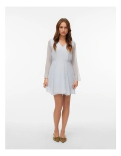 Katie Long Sleeve Tie Dress in Blue
