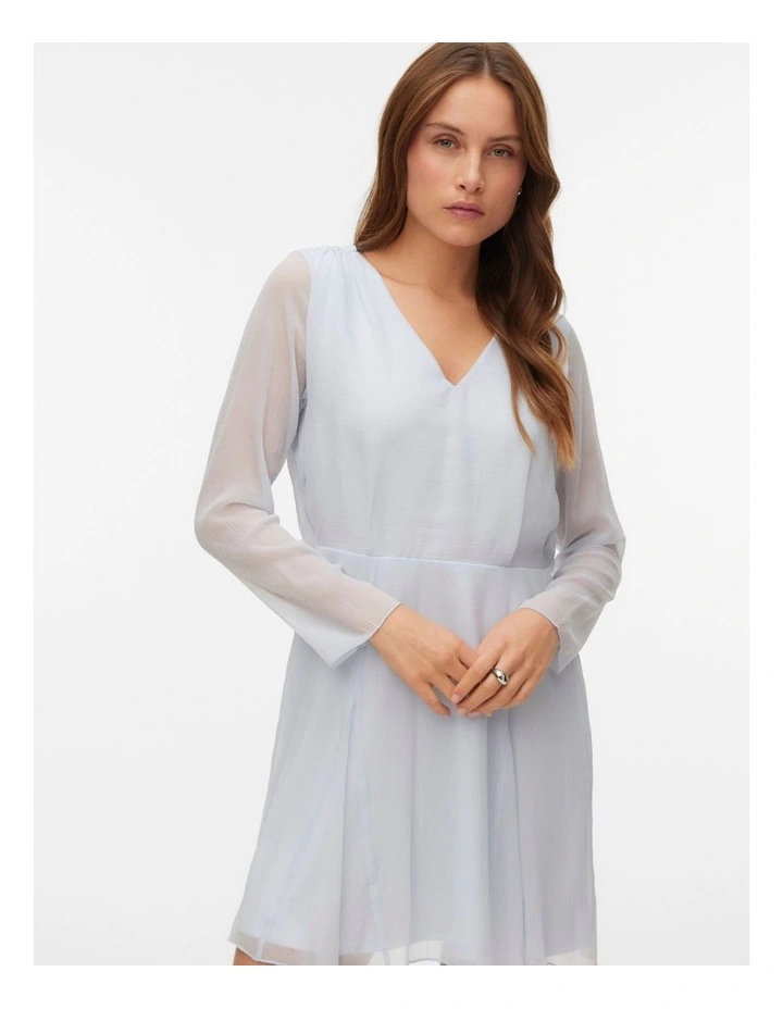 Katie Long Sleeve Tie Dress in Blue image 3