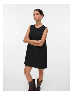 Anny Button Mini Dress in Black