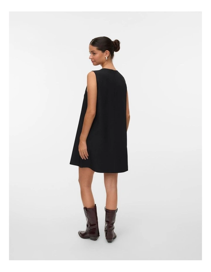 Anny Button Mini Dress in Black image 4