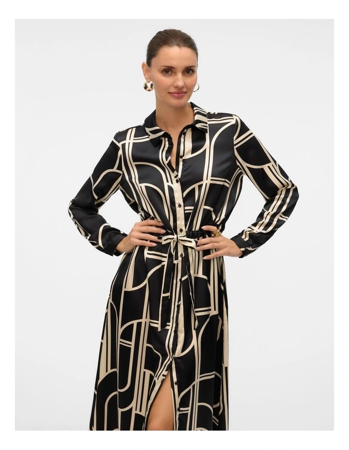 Hadley Printed Shirt Dress in Black image 1