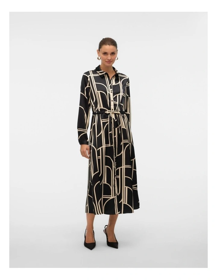 Hadley Printed Shirt Dress in Black image 2