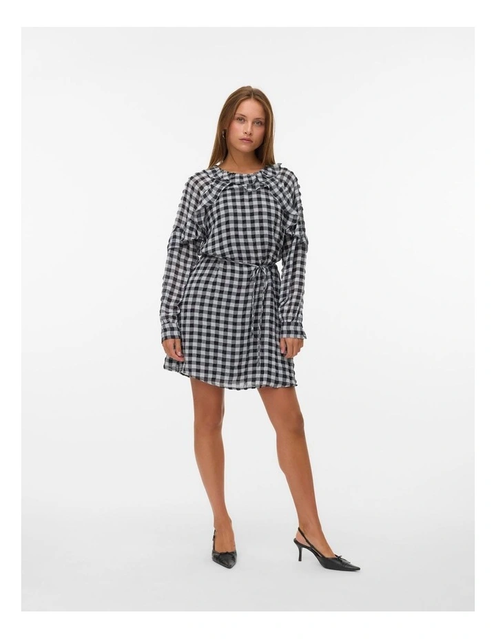 Sia Short Flounce Dress in Black image 3