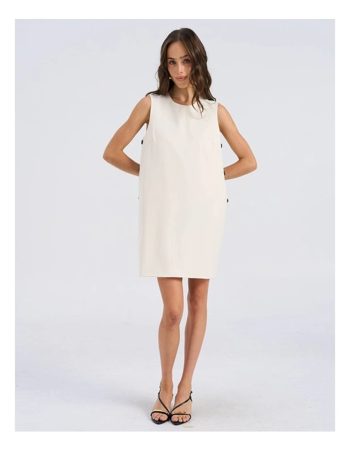 Anny Buttoned Mini Dress in Cream image 1