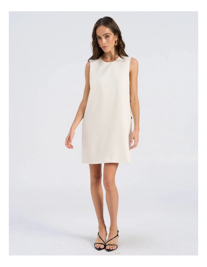 Anny Buttoned Mini Dress in Cream image 2