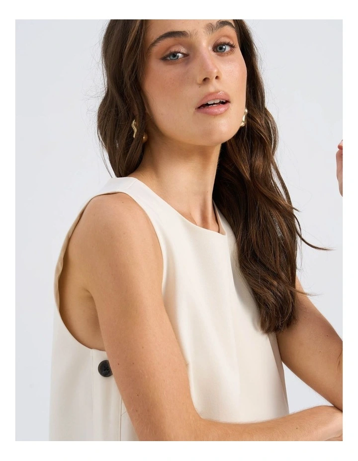 Anny Buttoned Mini Dress in Cream image 3