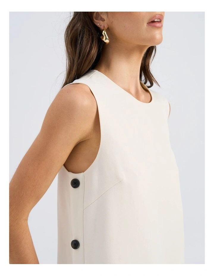 Anny Buttoned Mini Dress in Cream image 4