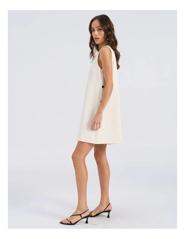 Anny Buttoned Mini Dress in Cream image 5