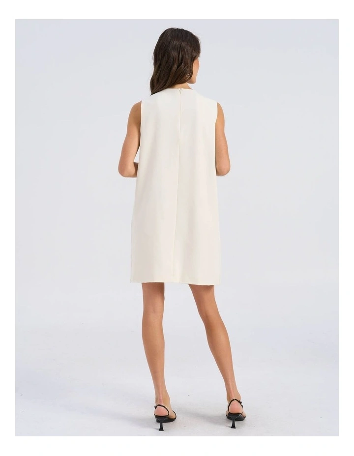 Anny Buttoned Mini Dress in Cream image 6
