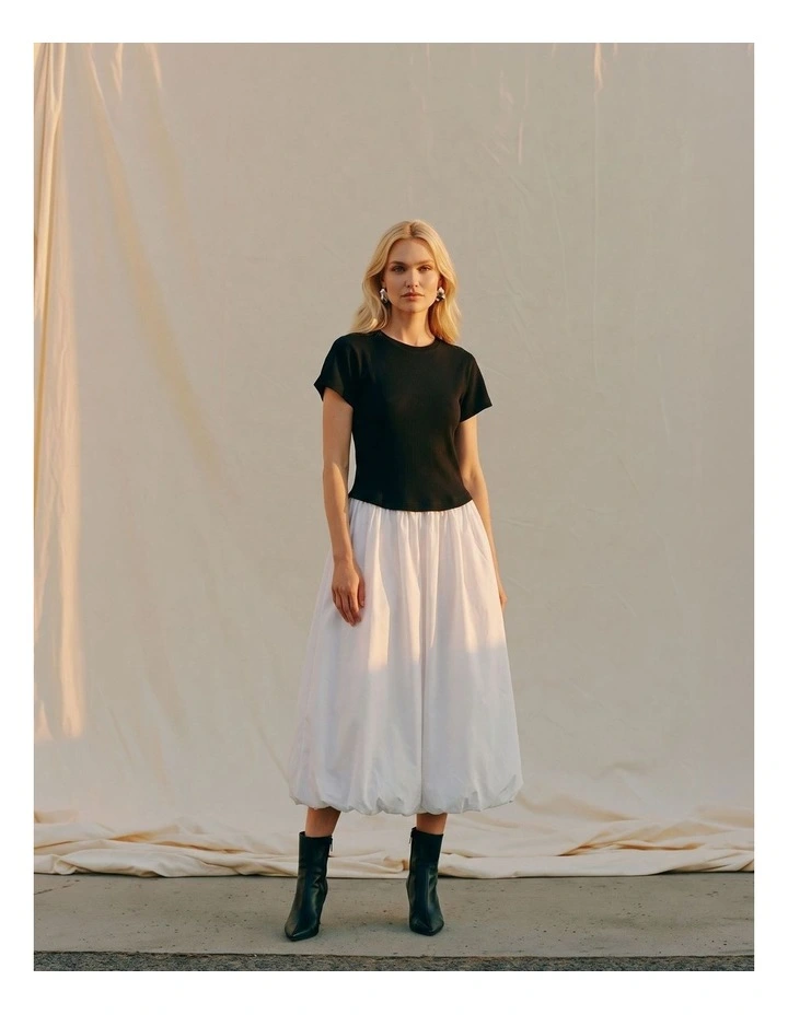 Faith Midi Dress in Black/White image 1