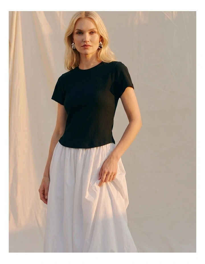 Faith Midi Dress in Black/White image 2