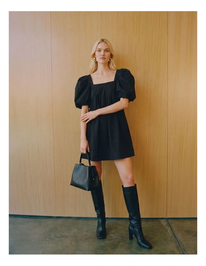 Ann Square Neck Mini Dress in Black image 2