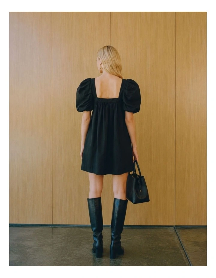 Ann Square Neck Mini Dress in Black image 3