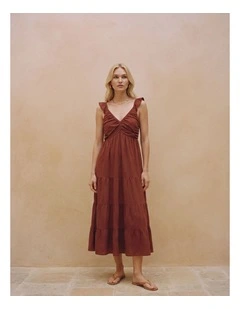 Dicthe Frill Maxi Dress in Walnut