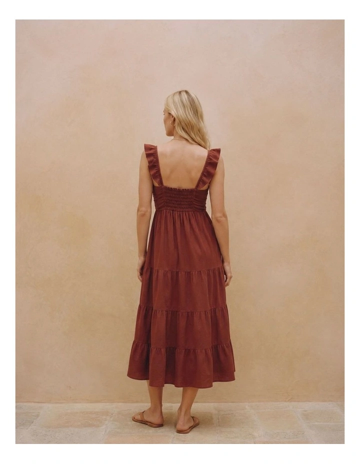 Dicthe Frill Maxi Dress in Walnut image 3