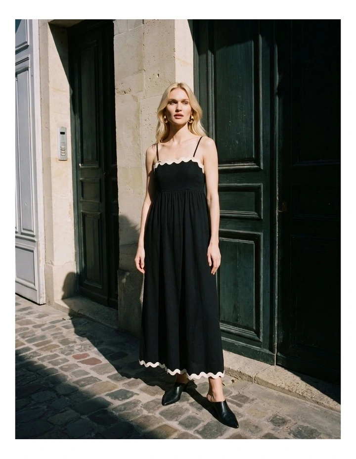 Jenna Scalloped Maxi Dress in Black image 1