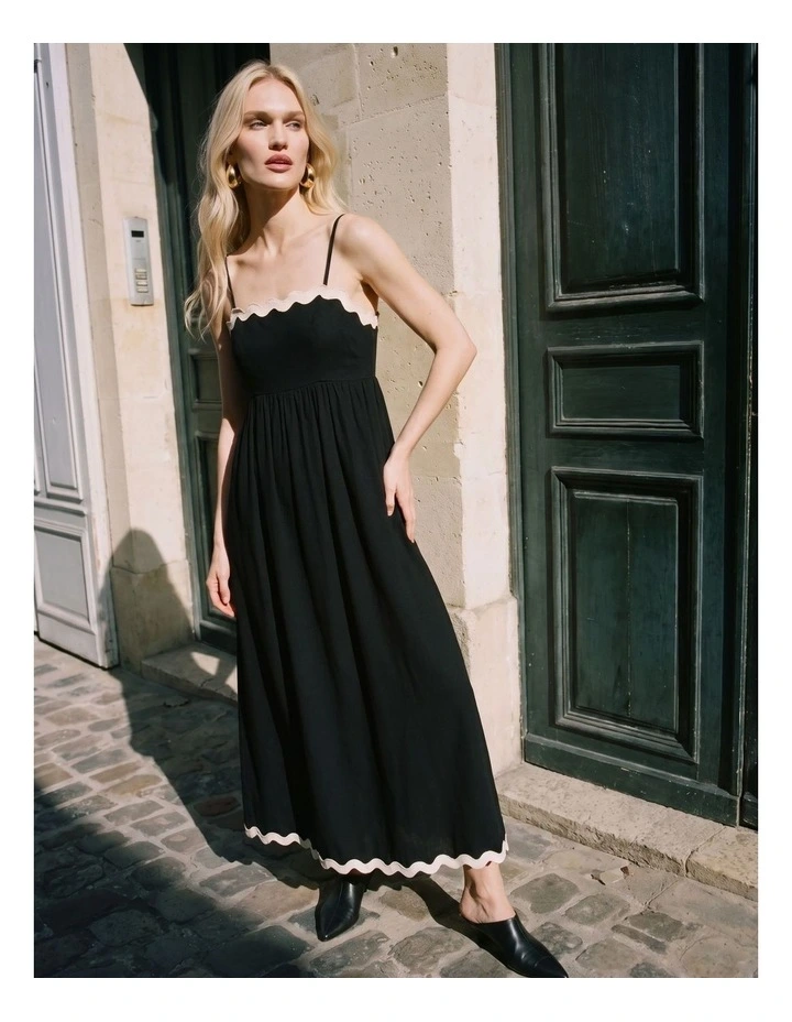 Jenna Scalloped Maxi Dress in Black image 2