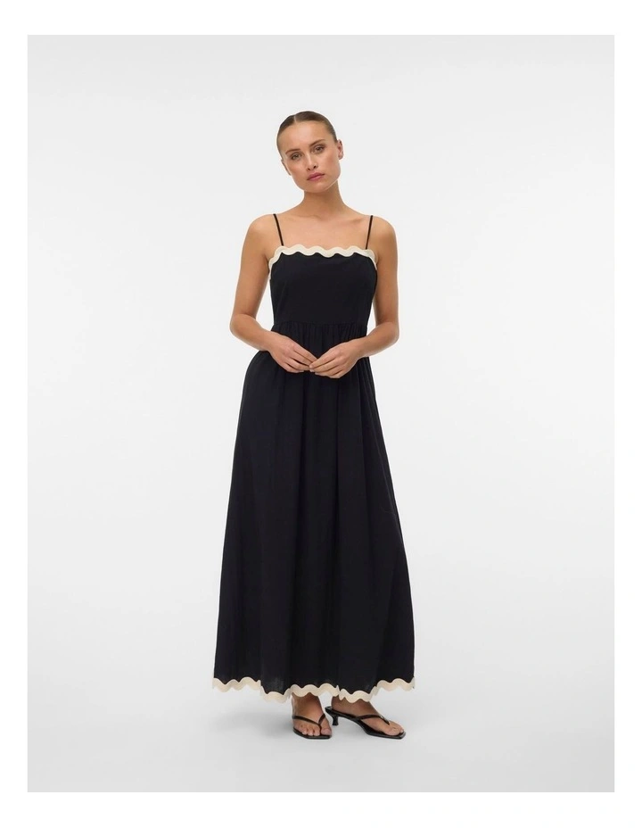 Jenna Scalloped Maxi Dress in Black image 3