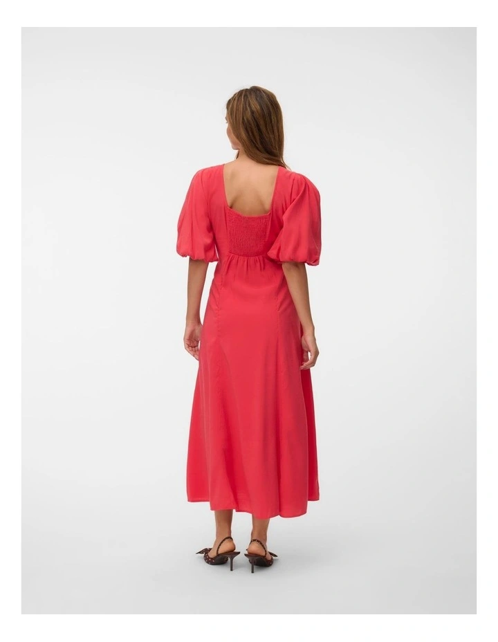 Lauren Volume Sleeve Midi Dress in Pink image 4