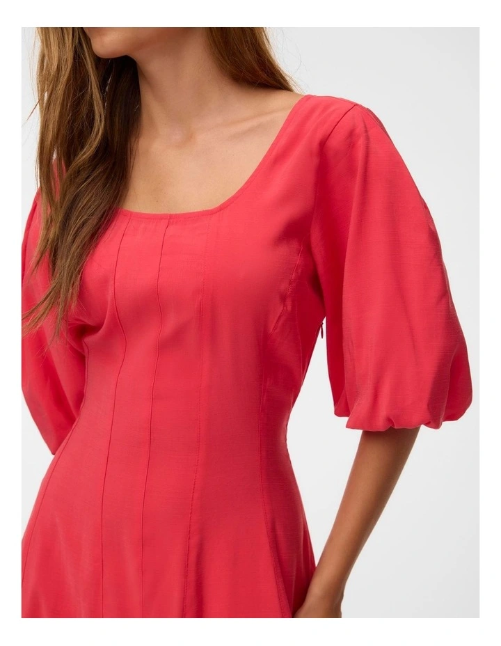 Lauren Volume Sleeve Midi Dress in Pink image 5