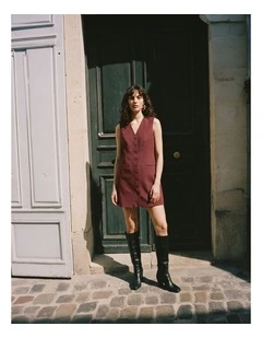 Nille Buttoned Mini Dress in Walnut