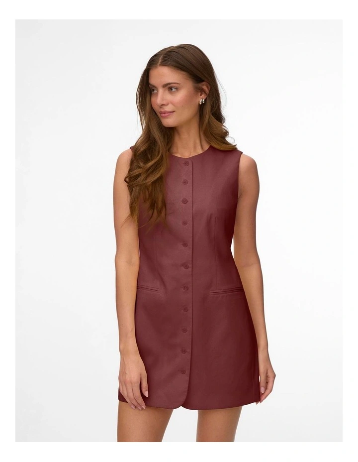 Nille Buttoned Mini Dress in Walnut image 1