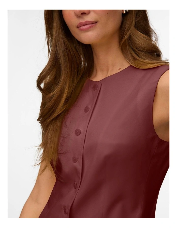 Nille Buttoned Mini Dress in Walnut image 2